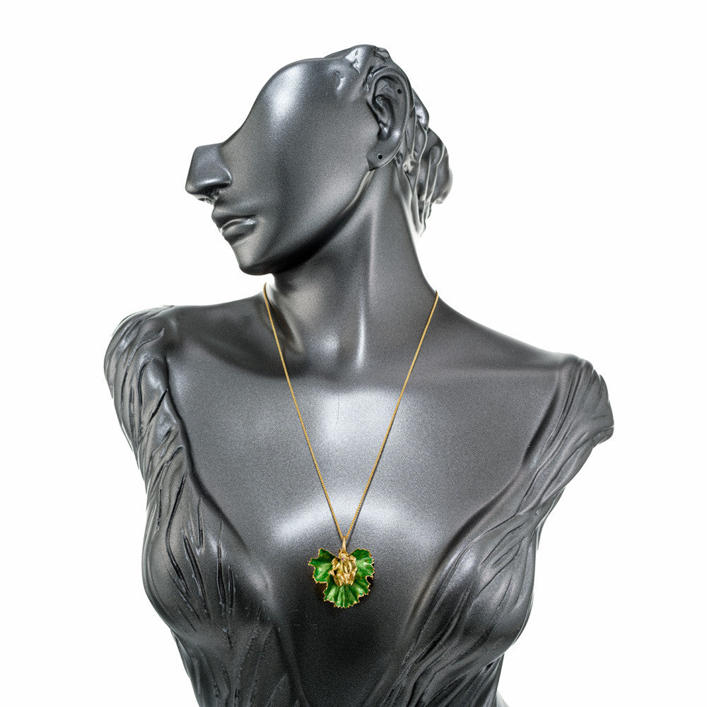 .2 Carat Ruby Yellow Gold Frog Leaf Pendant Necklace – image 4
