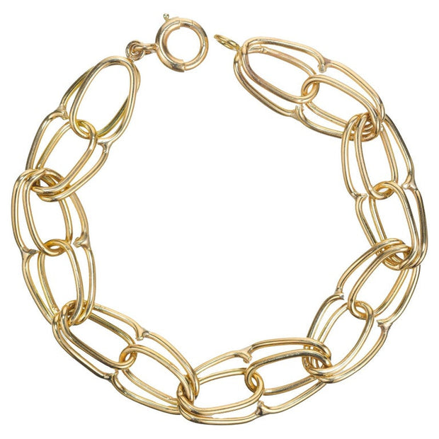 Mid-Century 14k Yellow Gold Handmade Artisan Link Bracelet