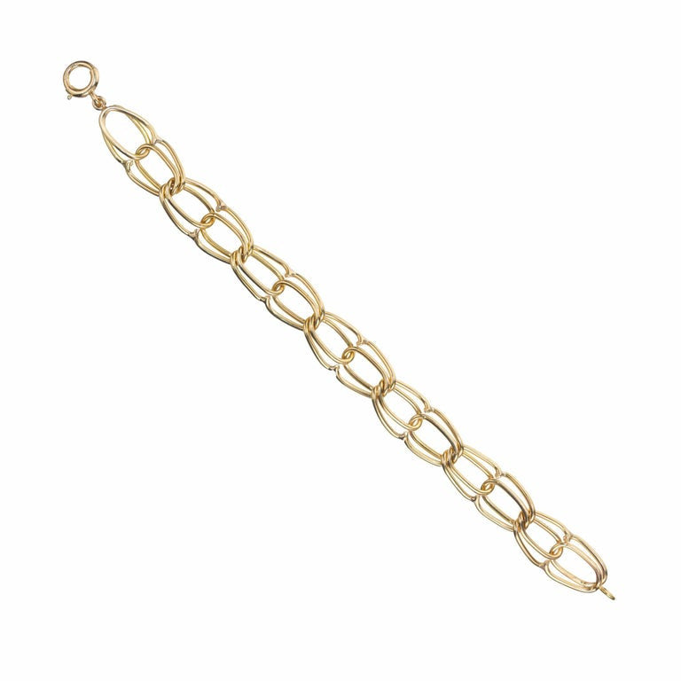 Mid-Century 14k Yellow Gold Handmade Artisan Link Bracelet – image 4