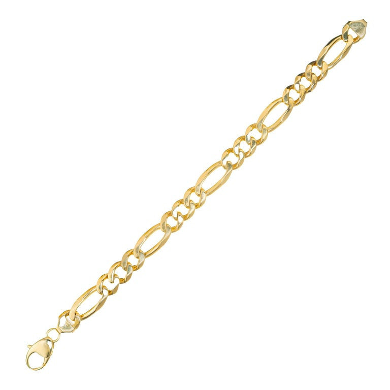 Solid Figaro 14k Yellow Gold Men's Bracelet – image 2