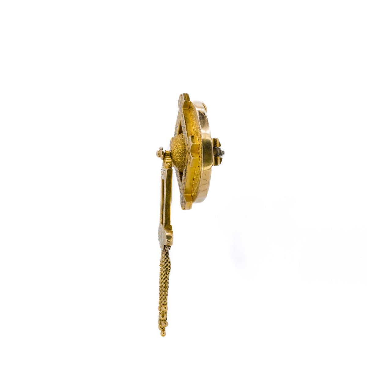 Antique Handmade Yellow Gold Enamel Tassel Brooch Pendant – image 3