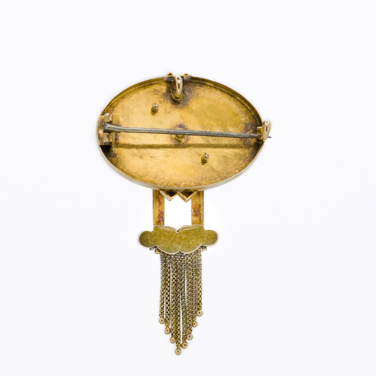 Antique Handmade Yellow Gold Enamel Tassel Brooch Pendant – image 4