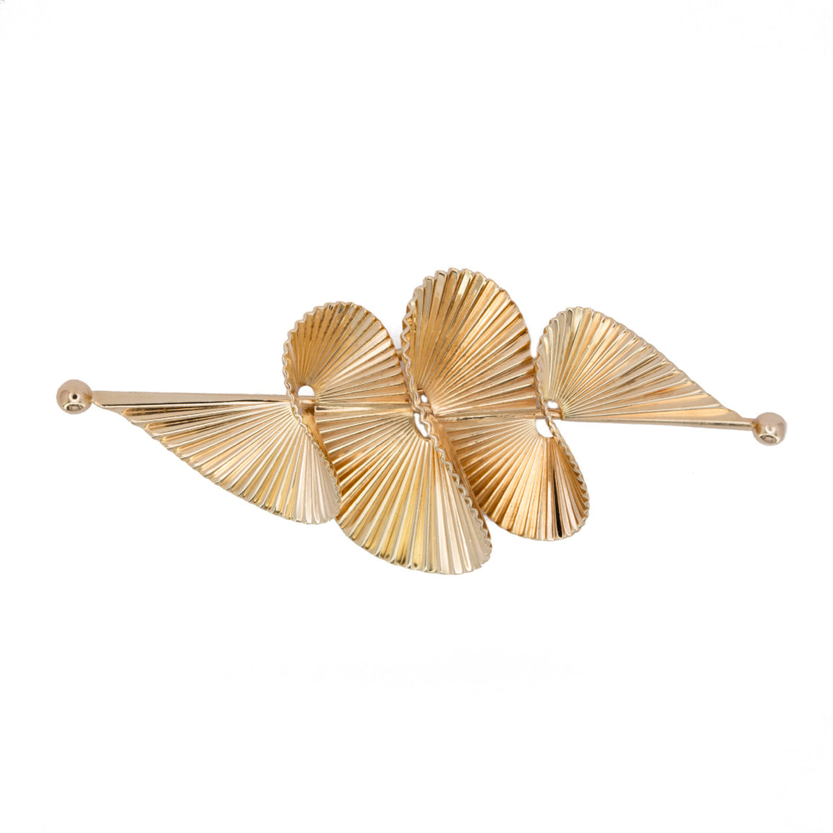 14 Yellow Gold Swirl 3D Fan Brooch