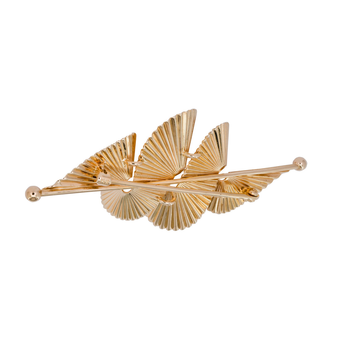 14 Yellow Gold Swirl 3D Fan Brooch – image 2