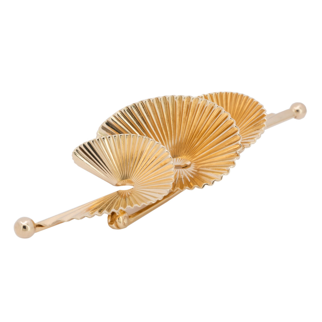14 Yellow Gold Swirl 3D Fan Brooch – image 5