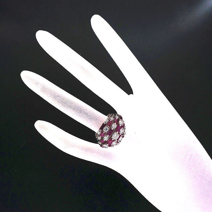 Van Cleef &amp; Arpels Ruby Diamond Platinum Dome Ring c1964 – image 3