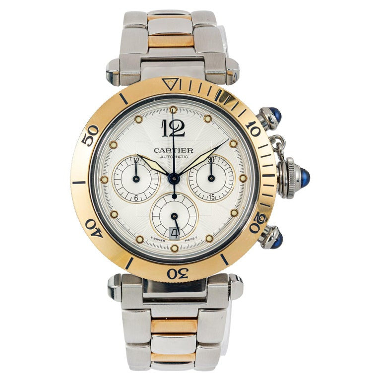 Cartier Pasha Chronograph Ladies Yellow Gold Steel Wristwatch