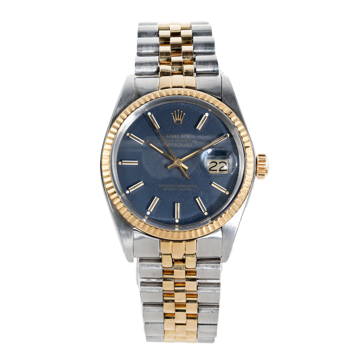 Rolex 18k Yellow Gold Stainless Steel Datejust Wristwatch