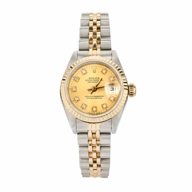 Rolex Yellow Gold Steel Ladies Datejust Wristwatch