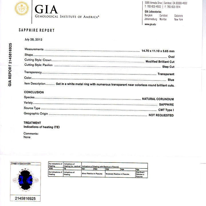 GIA Certified 6.48 Carat Oval Sapphire Diamond Halo Platinum Engagement Ring – image 3