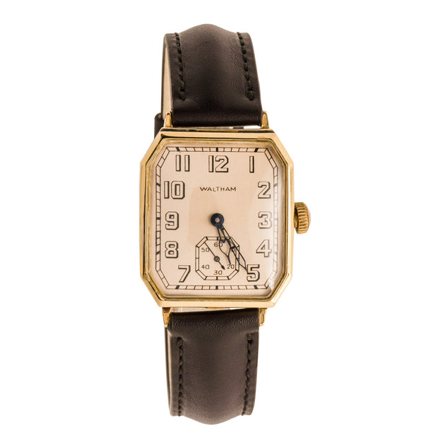 Waltham Yellow Gold Art Deco Mens Wristwatch