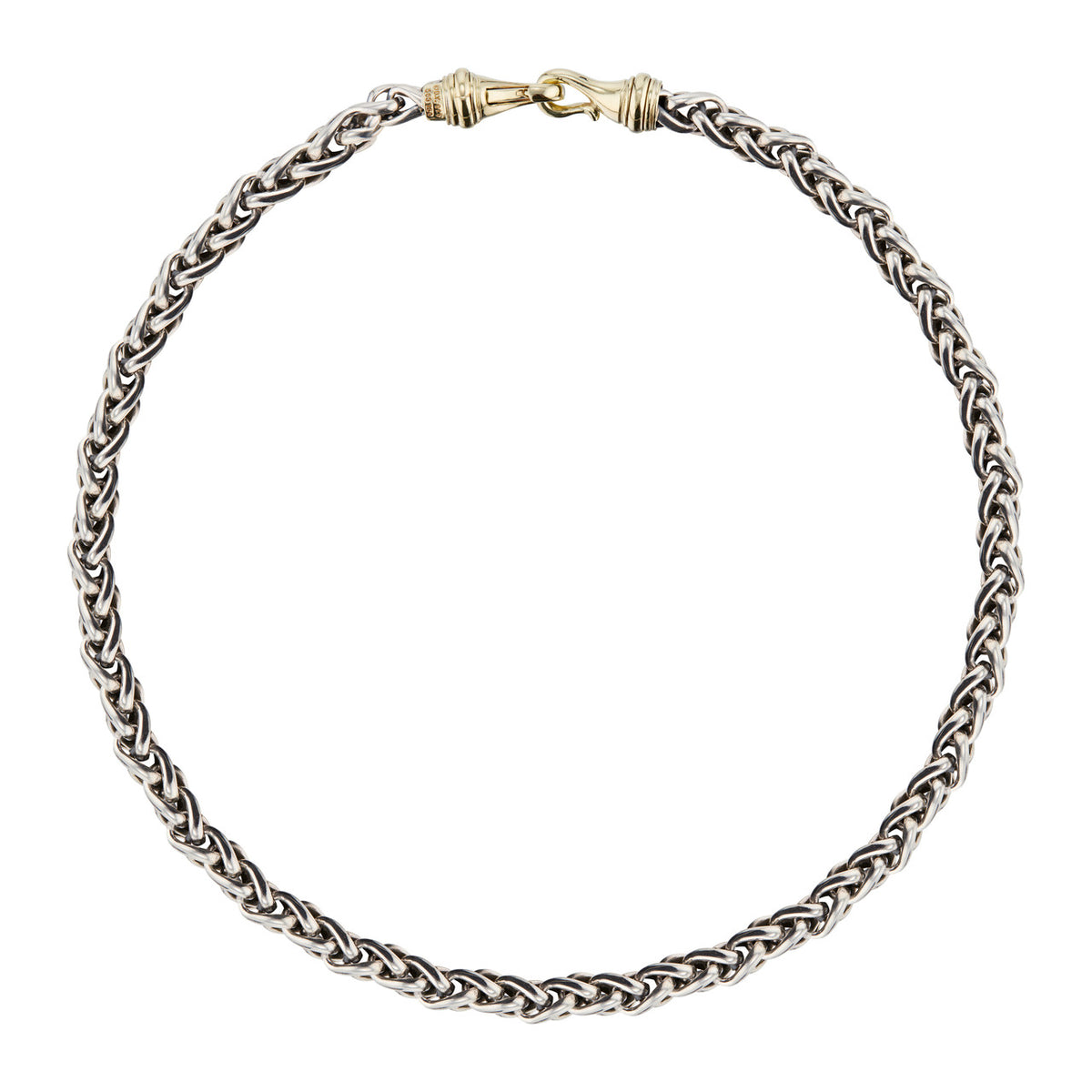 David Yurman Yellow Gold Sterling Silver Wheat Chain Necklace