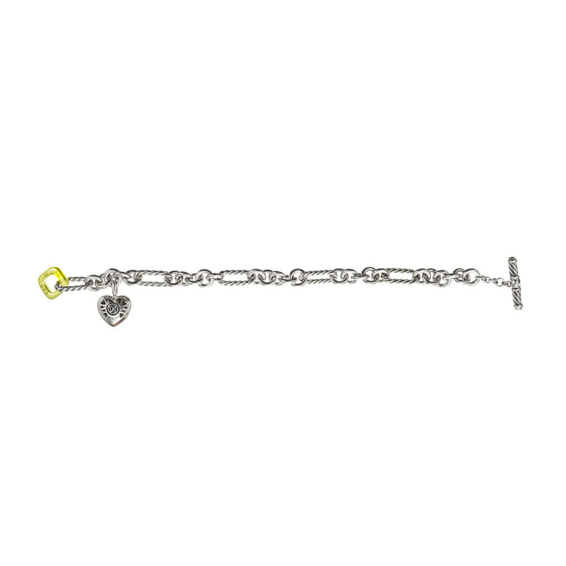 David Yurman .18 Carat Diamond Sterling Silver 18k Gold Heart Charm Bracelet – image 3