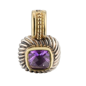 David Yurman Amethyst Sterling Silver Yellow Gold Pendant