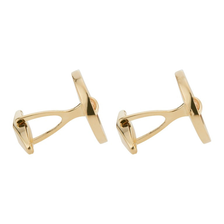 Yellow Gold Textured Button Men's Cufflinks – image 3