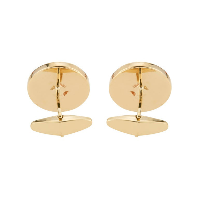 Yellow Gold Textured Button Men's Cufflinks – image 4