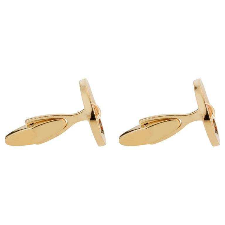 Yellow Gold Textured Button Men's Cufflinks – image 5