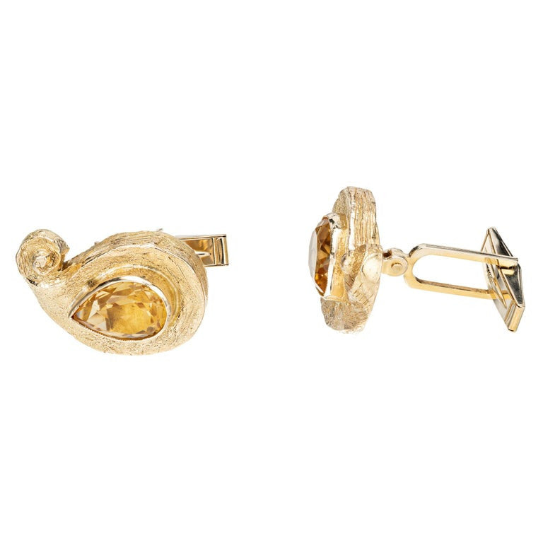 6.00 Carat Citrine Gold textured Cufflinks – image 3