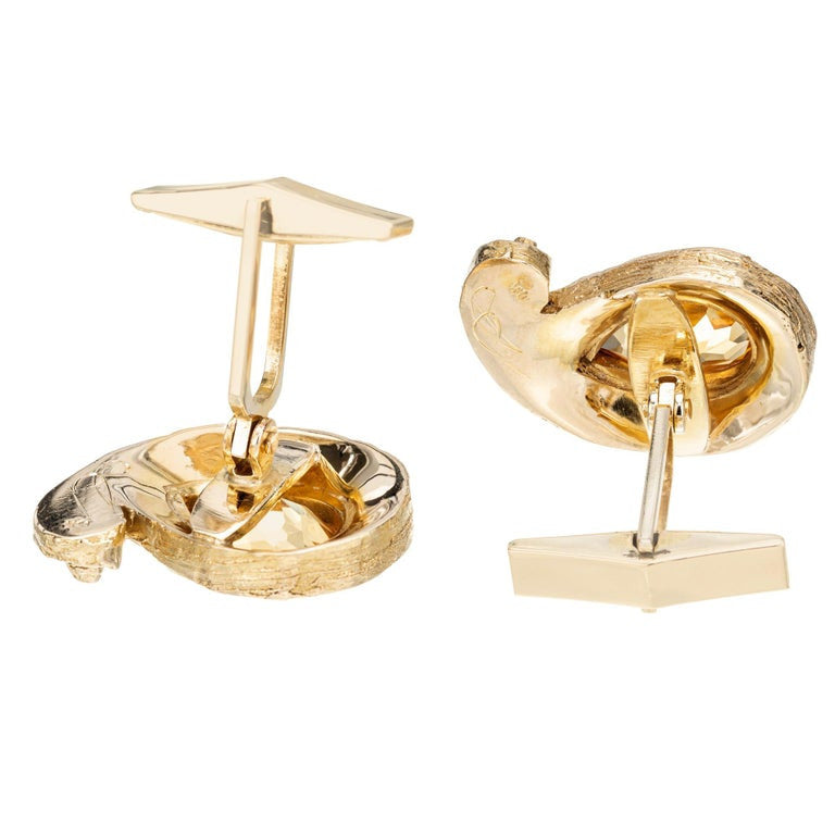 6.00 Carat Citrine Gold textured Cufflinks – image 4