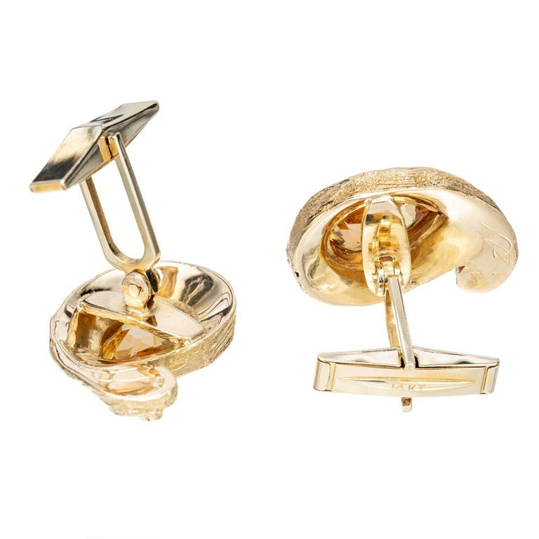 6.00 Carat Citrine Gold textured Cufflinks – image 5