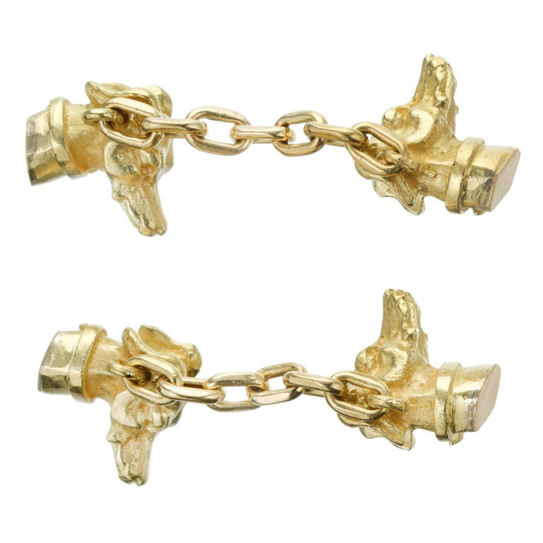 18k Yellow Gold Doberman Dog Double Sided Cufflinks – image 2