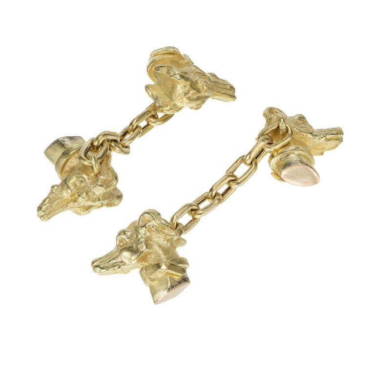 18k Yellow Gold Doberman Dog Double Sided Cufflinks – image 3