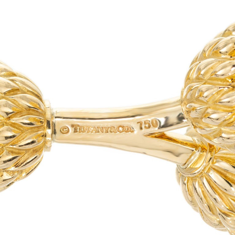 Tiffany & Co Schlumberger Hematite Yellow Gold Double Acorn Cufflinks – image 4