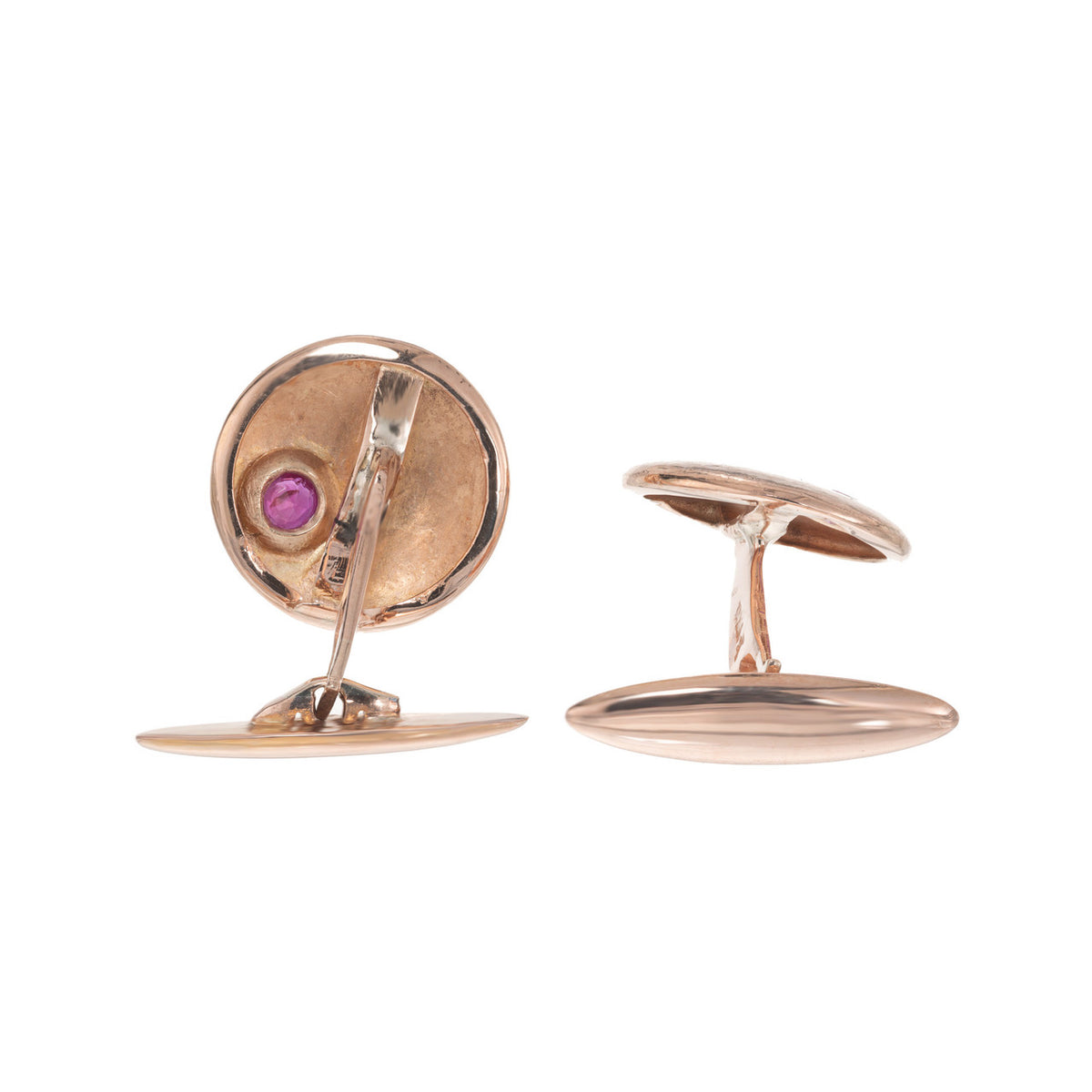 .30 Carat Ruby Yellow Gold Cufflinks – image 3