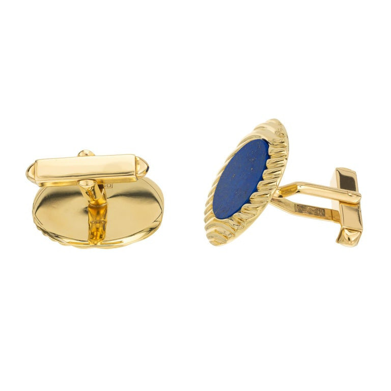 GIA Certified Lapis Lazuli Yellow Gold Cufflinks – image 3