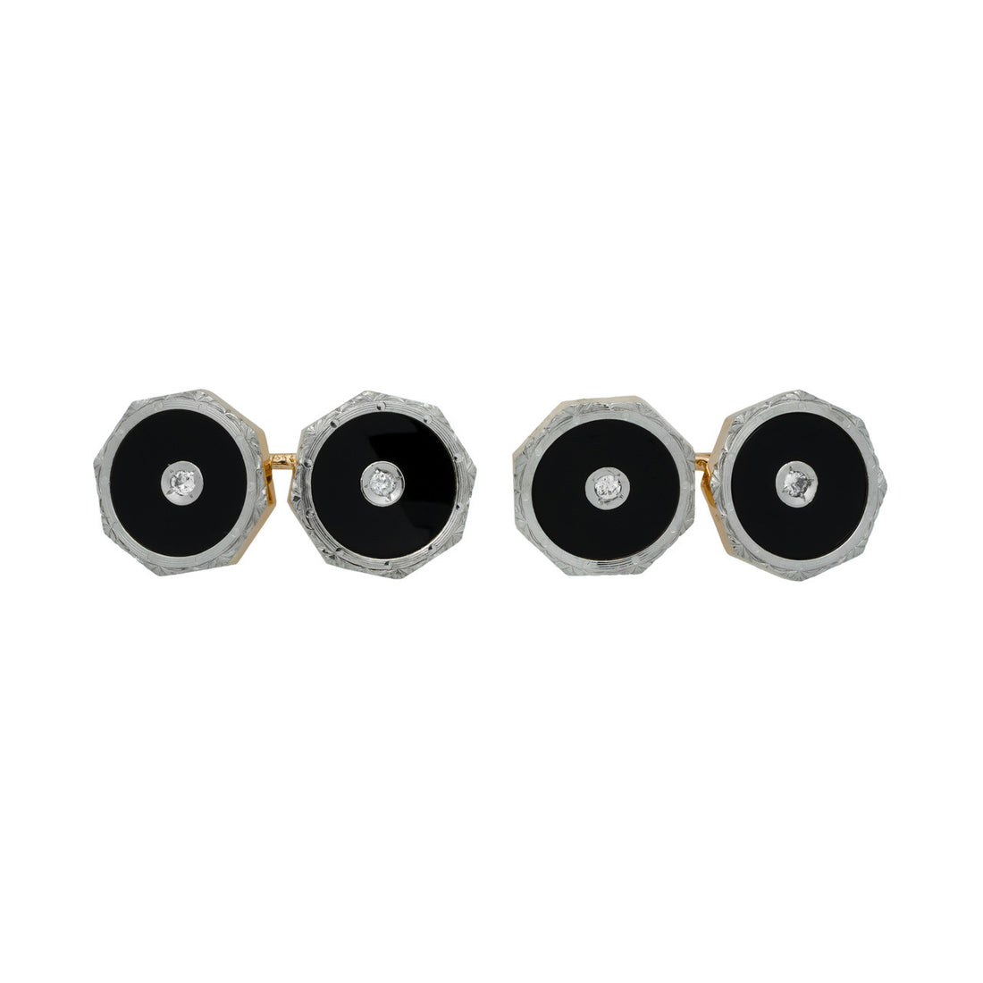 .12 Carat Diamond Onyx Platinum Double Sided Cufflinks – image 2