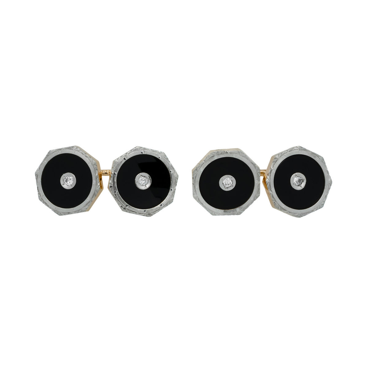 .12 Carat Diamond Onyx Platinum Double Sided Cufflinks – image 2