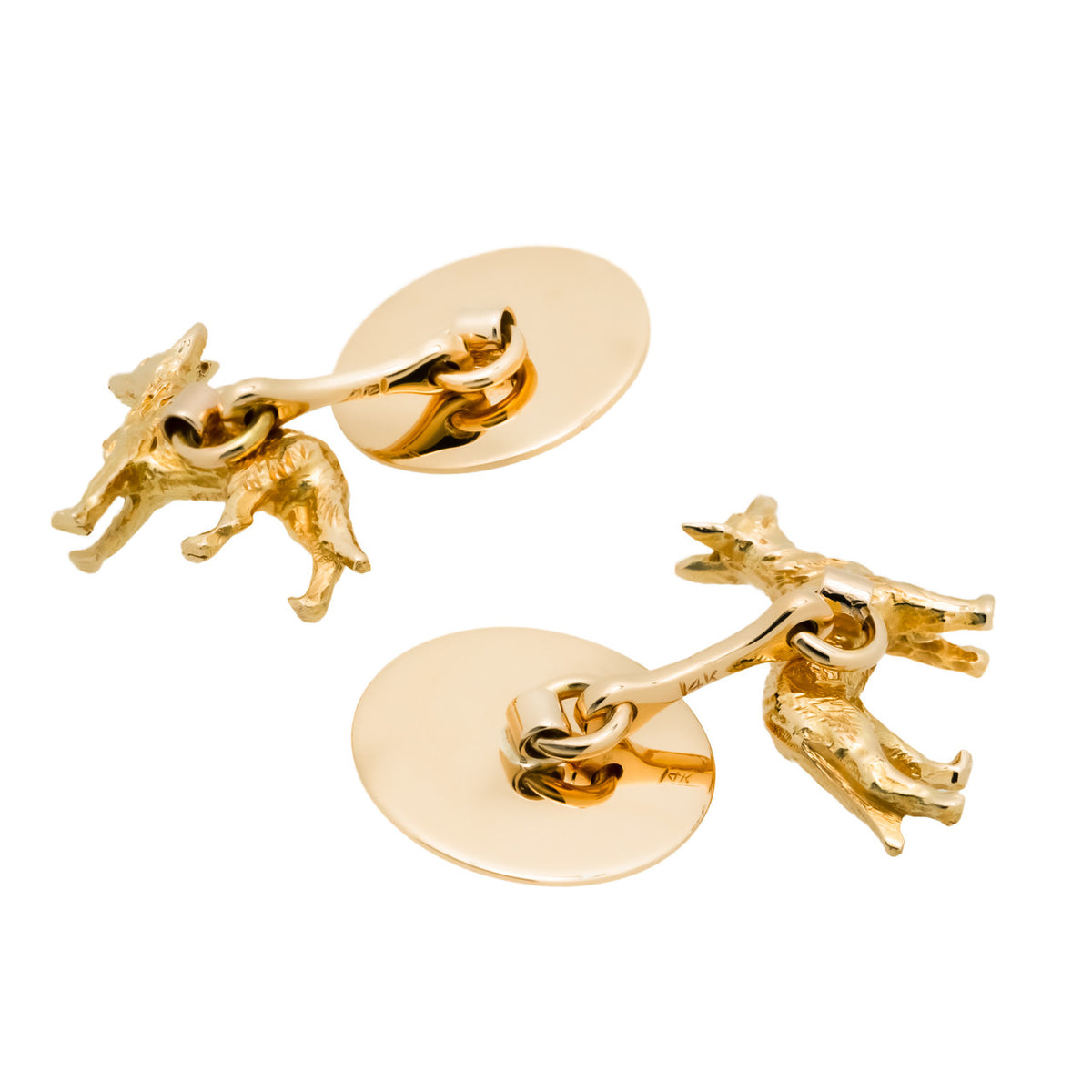 Yellow Gold German Shepard Double Sided Engravable Cufflinks – image 5