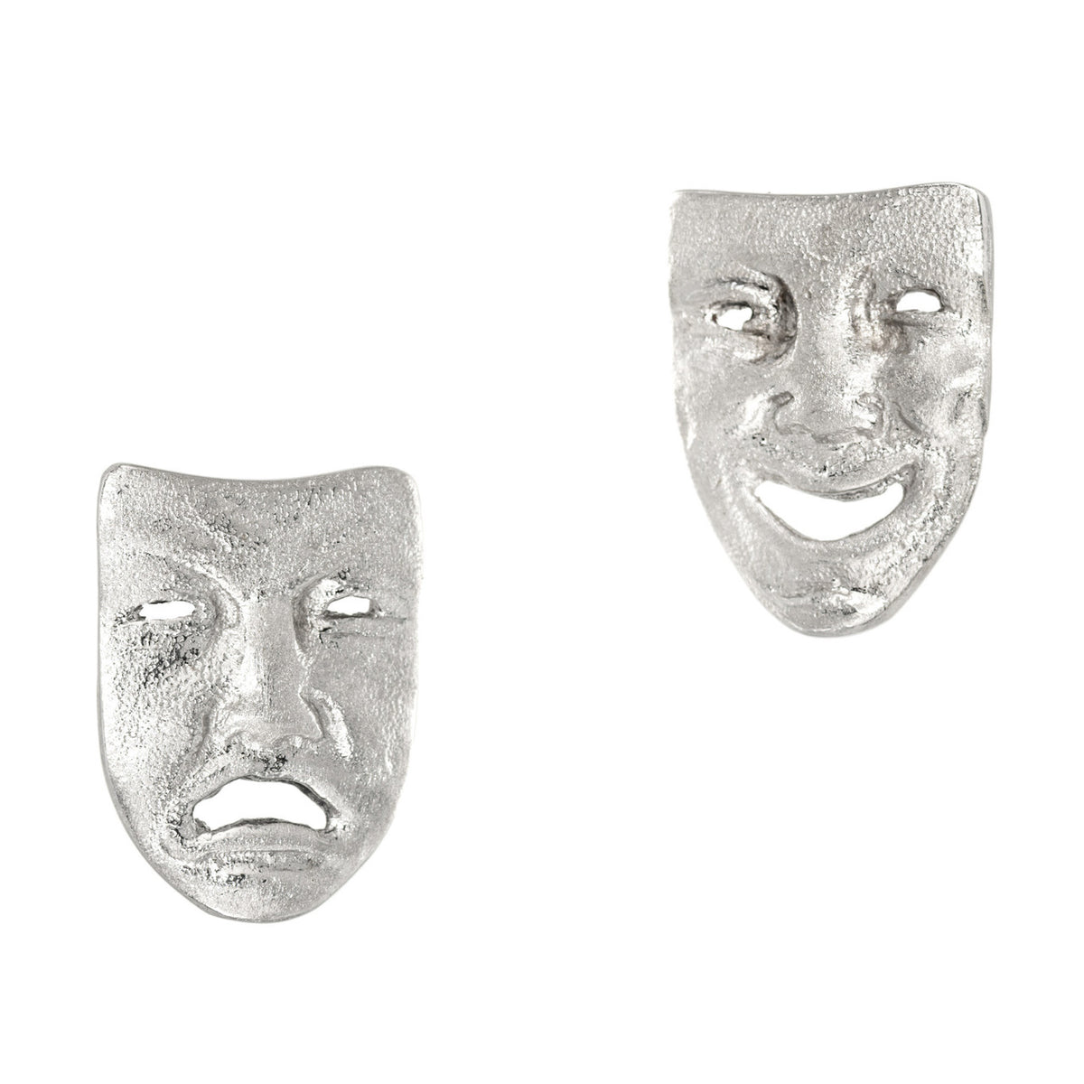 White Gold Comedy and Tradgedy Cufflinks