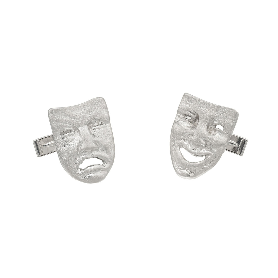 White Gold Comedy and Tradgedy Cufflinks – image 2