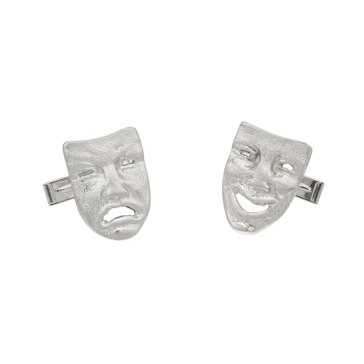 White Gold Comedy and Tradgedy Cufflinks – image 2