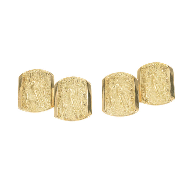 Yellow Gold Three Muses Graces Double Sided Cufflinks