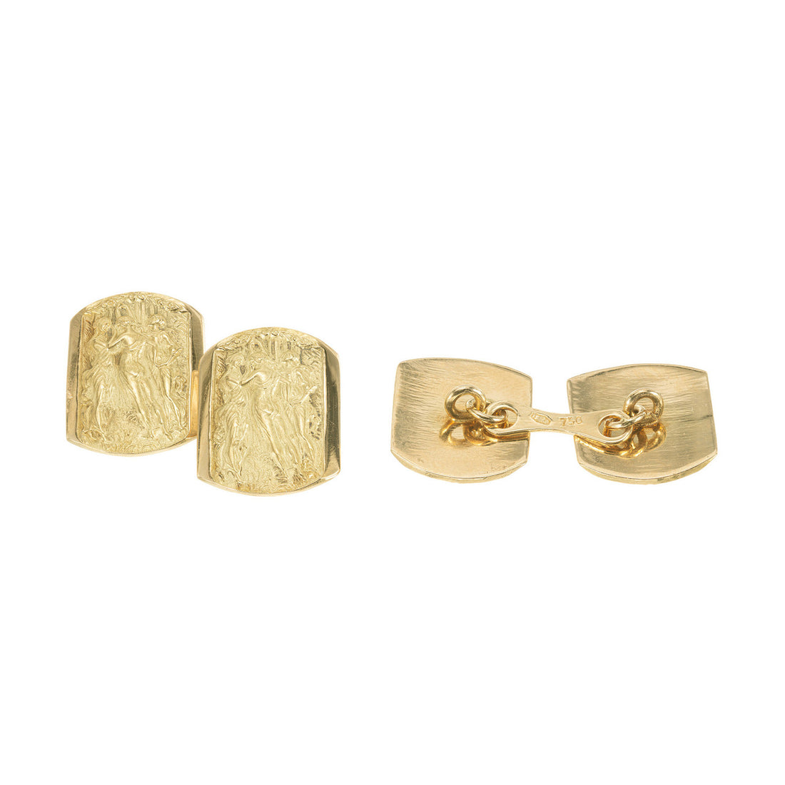 Yellow Gold Three Muses Graces Double Sided Cufflinks – image 3