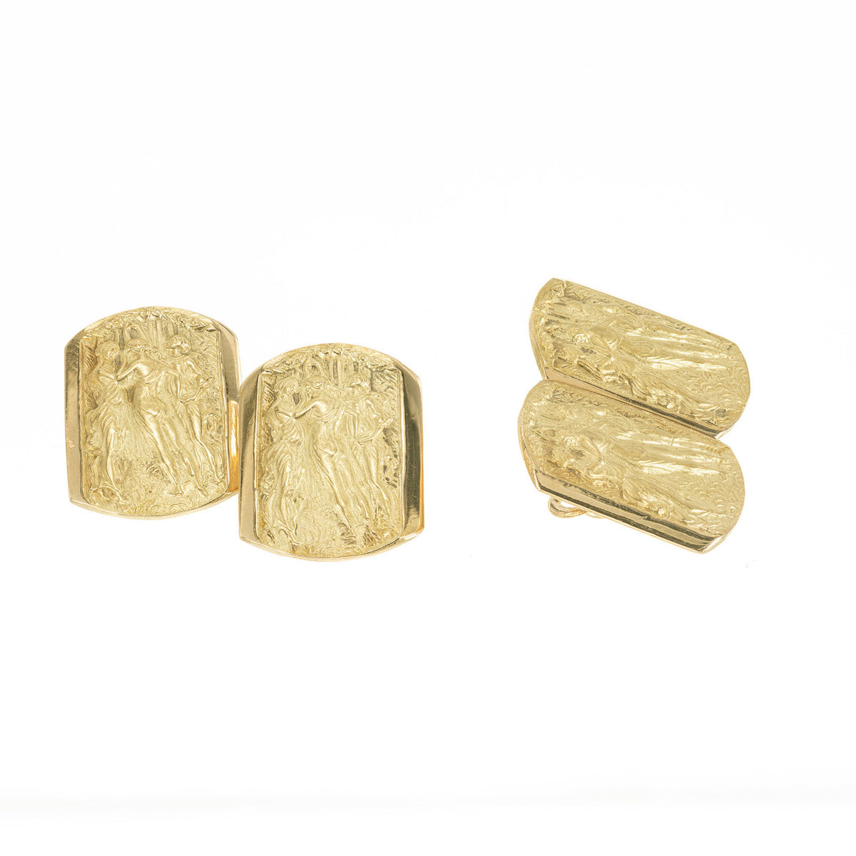 Yellow Gold Three Muses Graces Double Sided Cufflinks – image 4