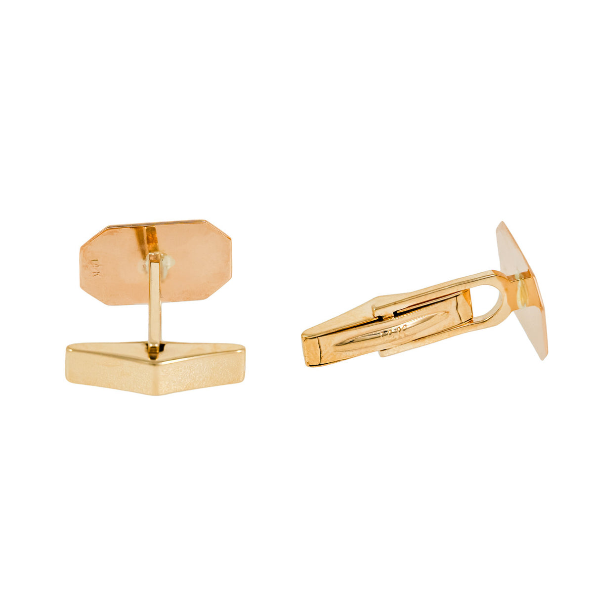 Yellow Gold Blue Enamel Border Cufflinks – image 5
