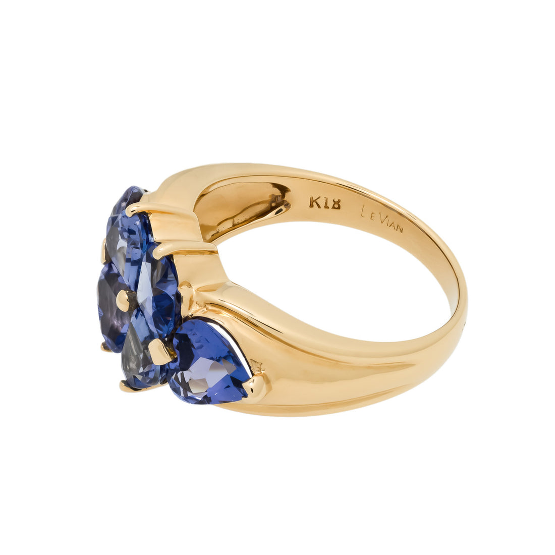 3.20 Carat Tanzanit Zoisite Yellow Gold Heart Shaped Cluster Ring – image 3