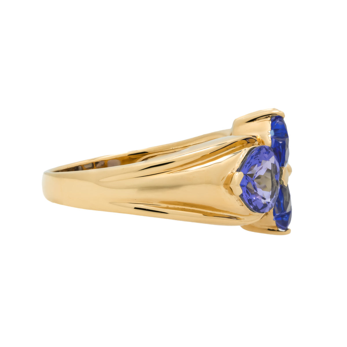 3.20 Carat Tanzanit Zoisite Yellow Gold Heart Shaped Cluster Ring – image 4