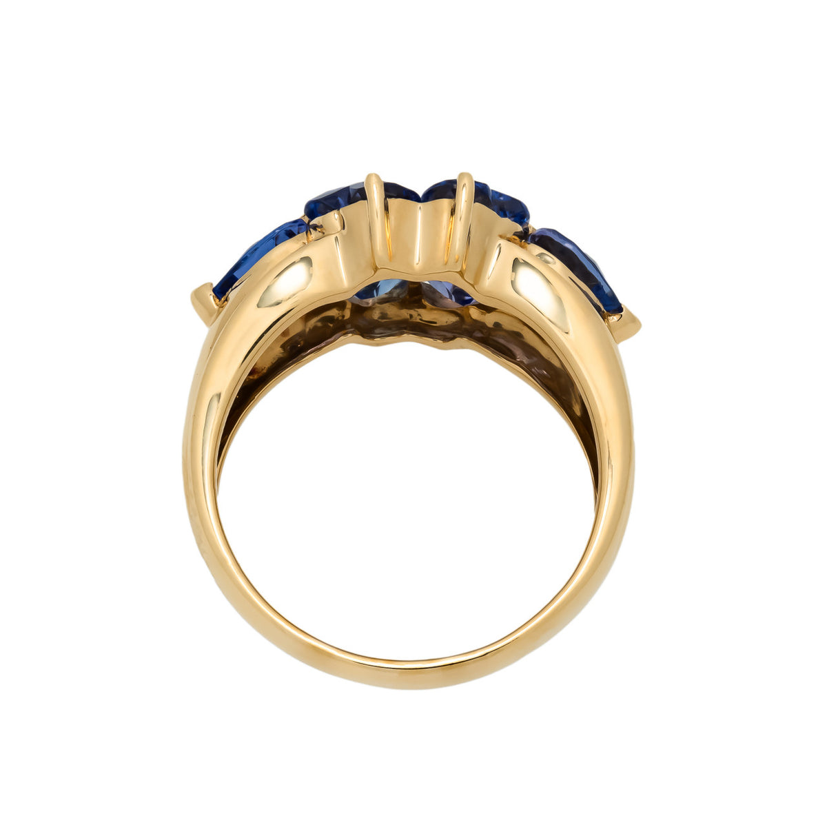 3.20 Carat Tanzanit Zoisite Yellow Gold Heart Shaped Cluster Ring – image 5