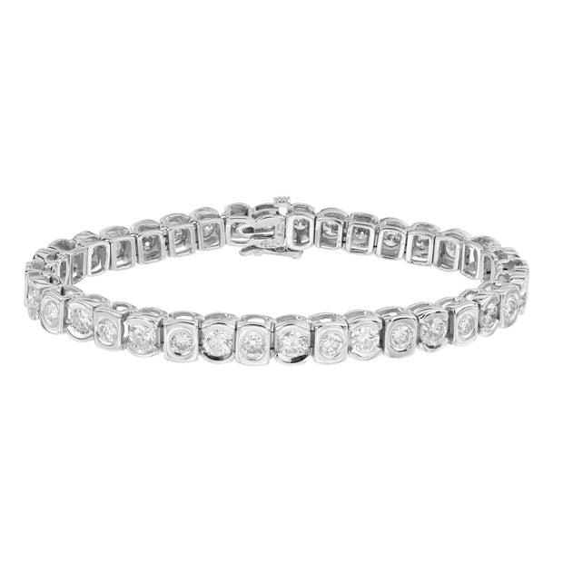 9.00 Carat Round Diamond Hinged White Gold Bracelet