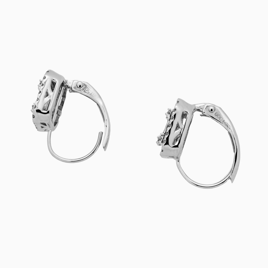 .75 Carat Baguette Diamond Halo 14k White Gold Dangle Earrings – image 3