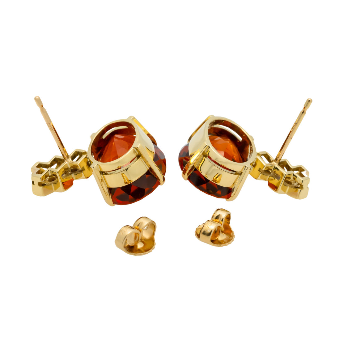 10.5 Carat Oval Citrine Diamond 18k Yellow Gold Dangle Earrings – image 3