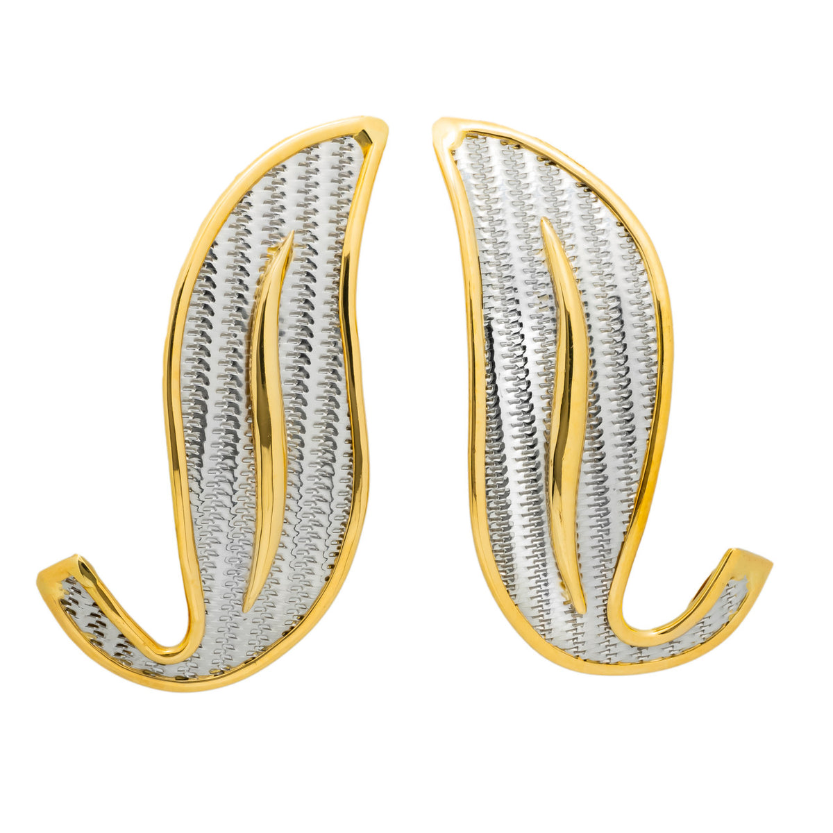 Platinum 18k Yellow Gold Mesh Swirl Earrings