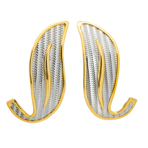 Platinum 18k Yellow Gold Mesh Swirl Earrings