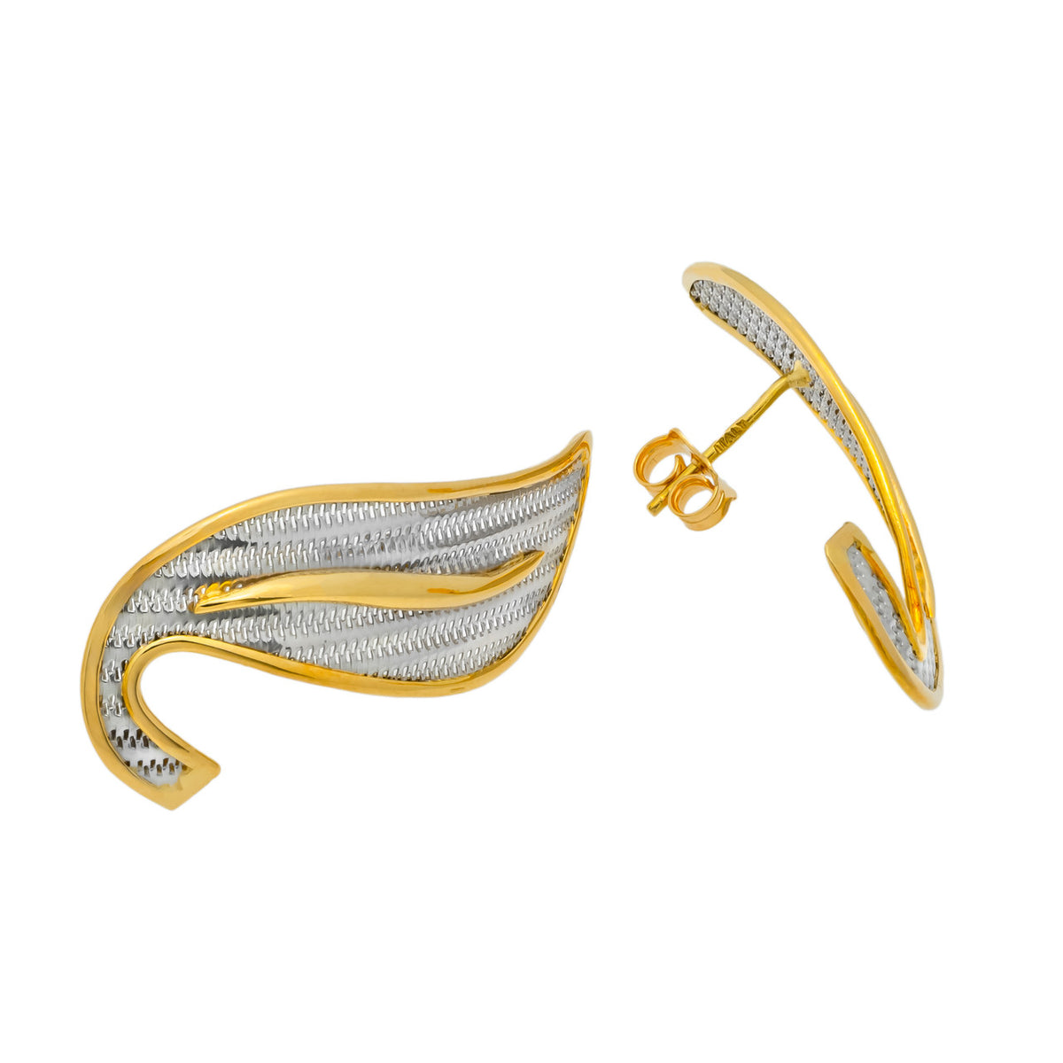 Platinum 18k Yellow Gold Mesh Swirl Earrings – image 2