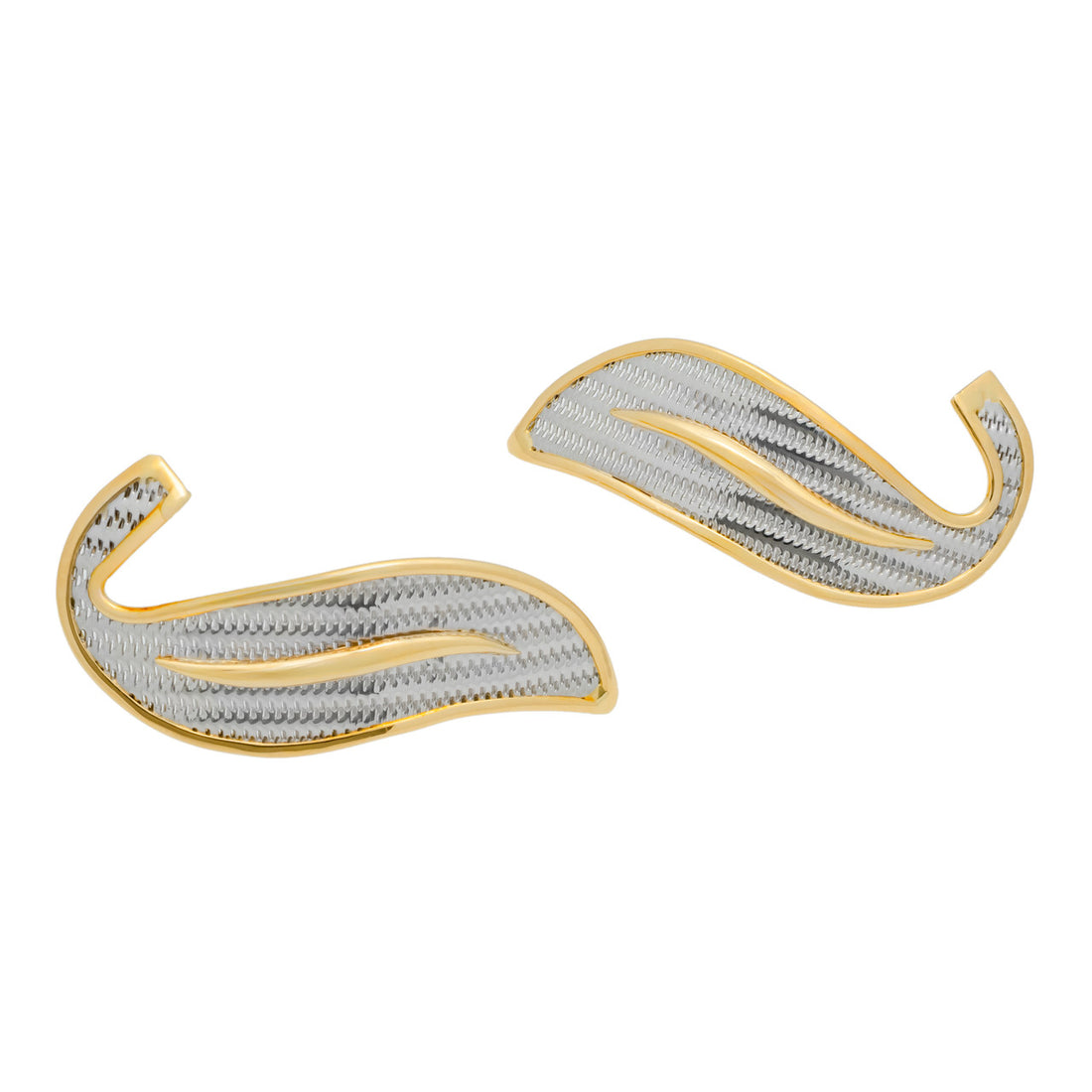 Platinum 18k Yellow Gold Mesh Swirl Earrings – image 4