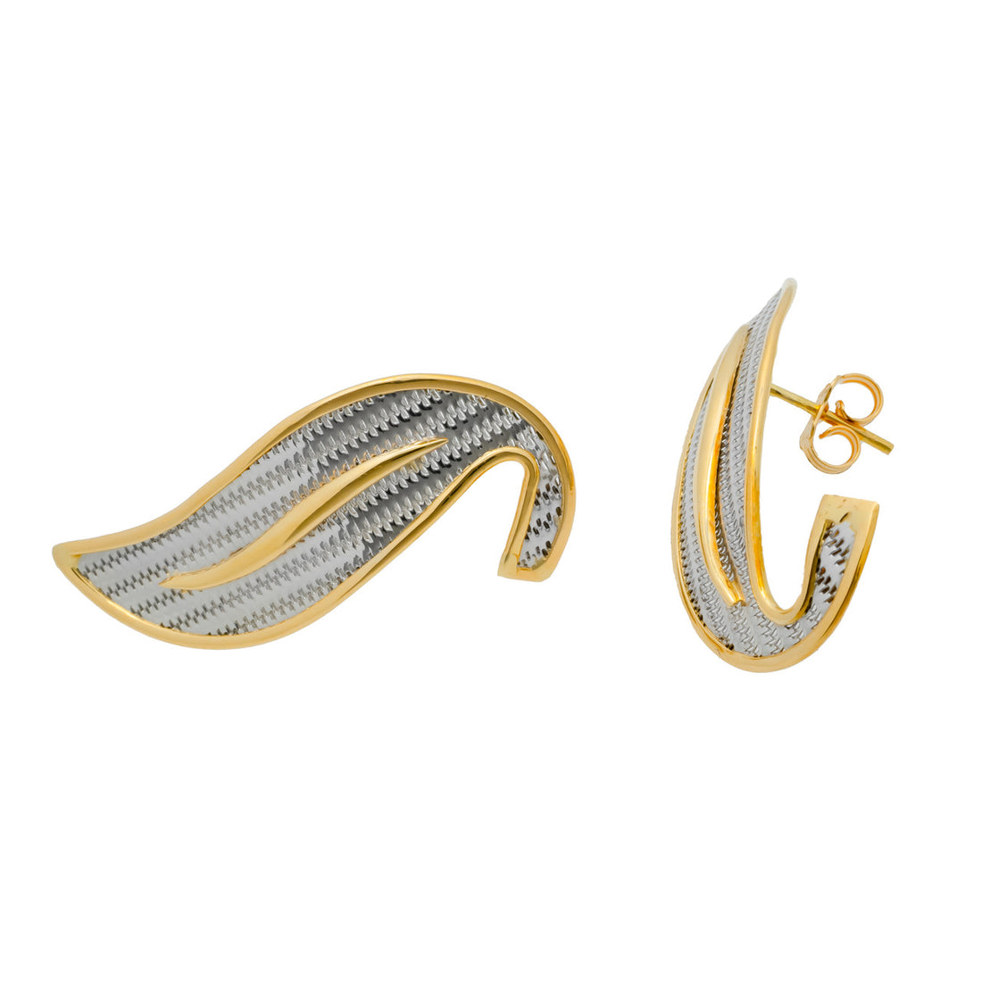 Platinum 18k Yellow Gold Mesh Swirl Earrings – image 5